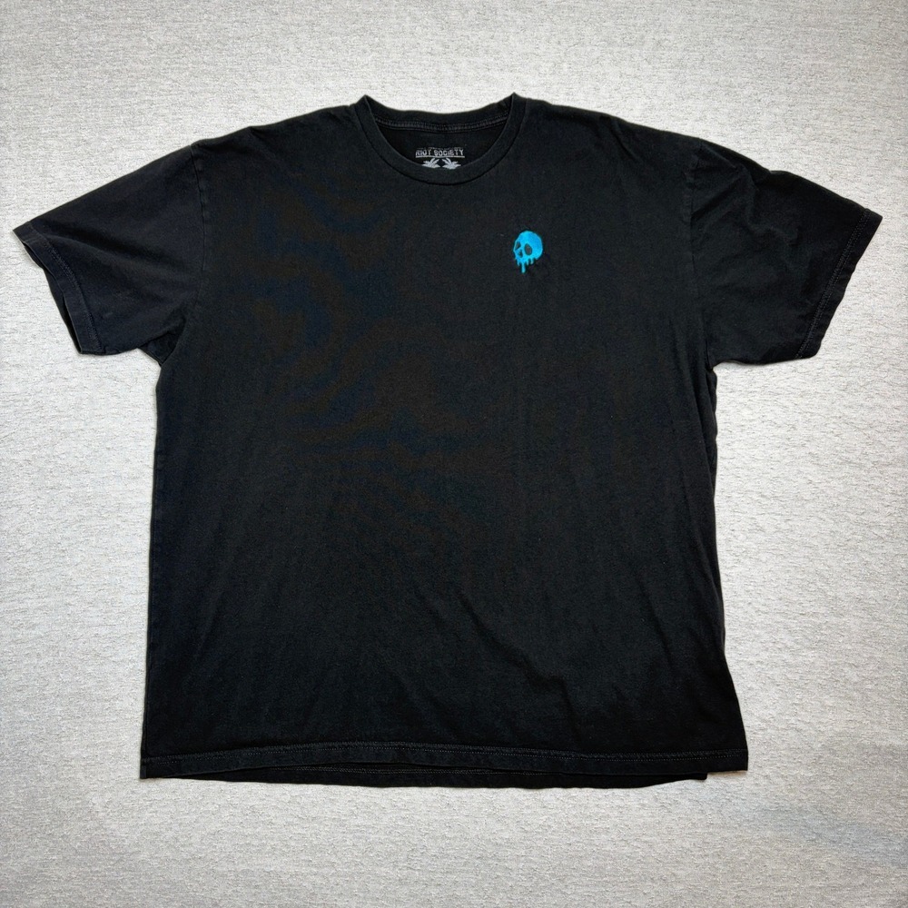 Riot Society Mens Tshirt XXL Black Blue Melting Skull Embroidered Streetwear Tee